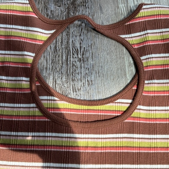 SO JUNIORS L CUT OUT TEE BROWN STRIPE - Picture 4 of 4